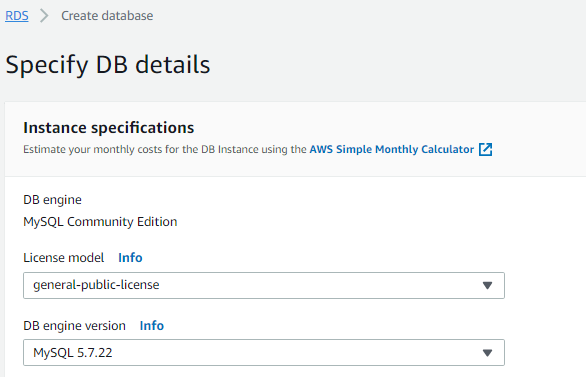 Creating Amazon RDS DB Instance