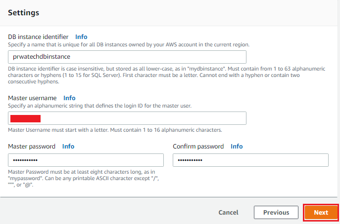 Creating Amazon RDS DB Instance