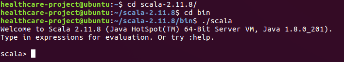 Now enter the scala shell as shown below