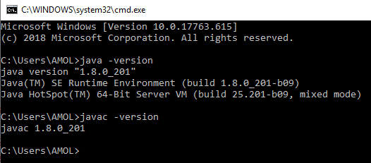 Verify the JDK installation on your windows