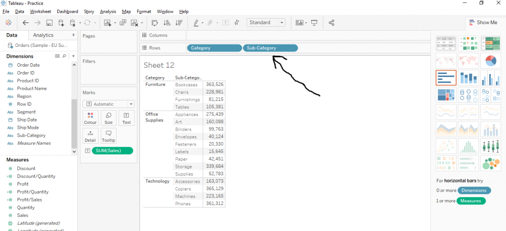 Create Text Table in Tableau
