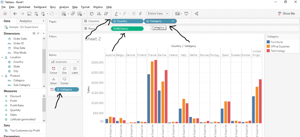 Types of Bar Charts in Tableau_Side by Side Bar Chart