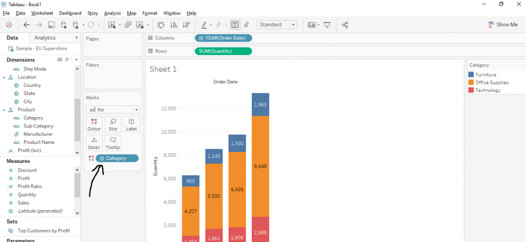 Types of Bar Charts in Tableau_Stacked Bar Chart