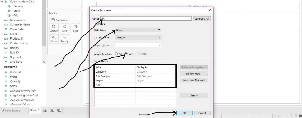 Parameters Step by step implementation 2